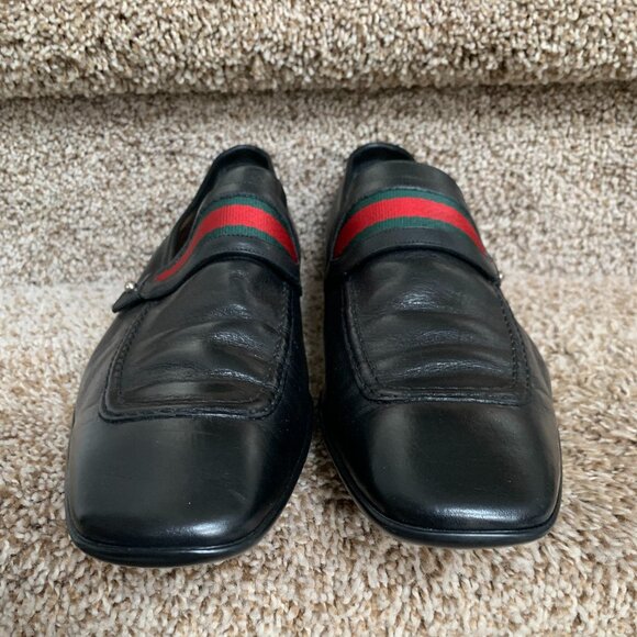 Gucci Men\'s Black Leather/Signature Stripe Dress Loafers main image 10